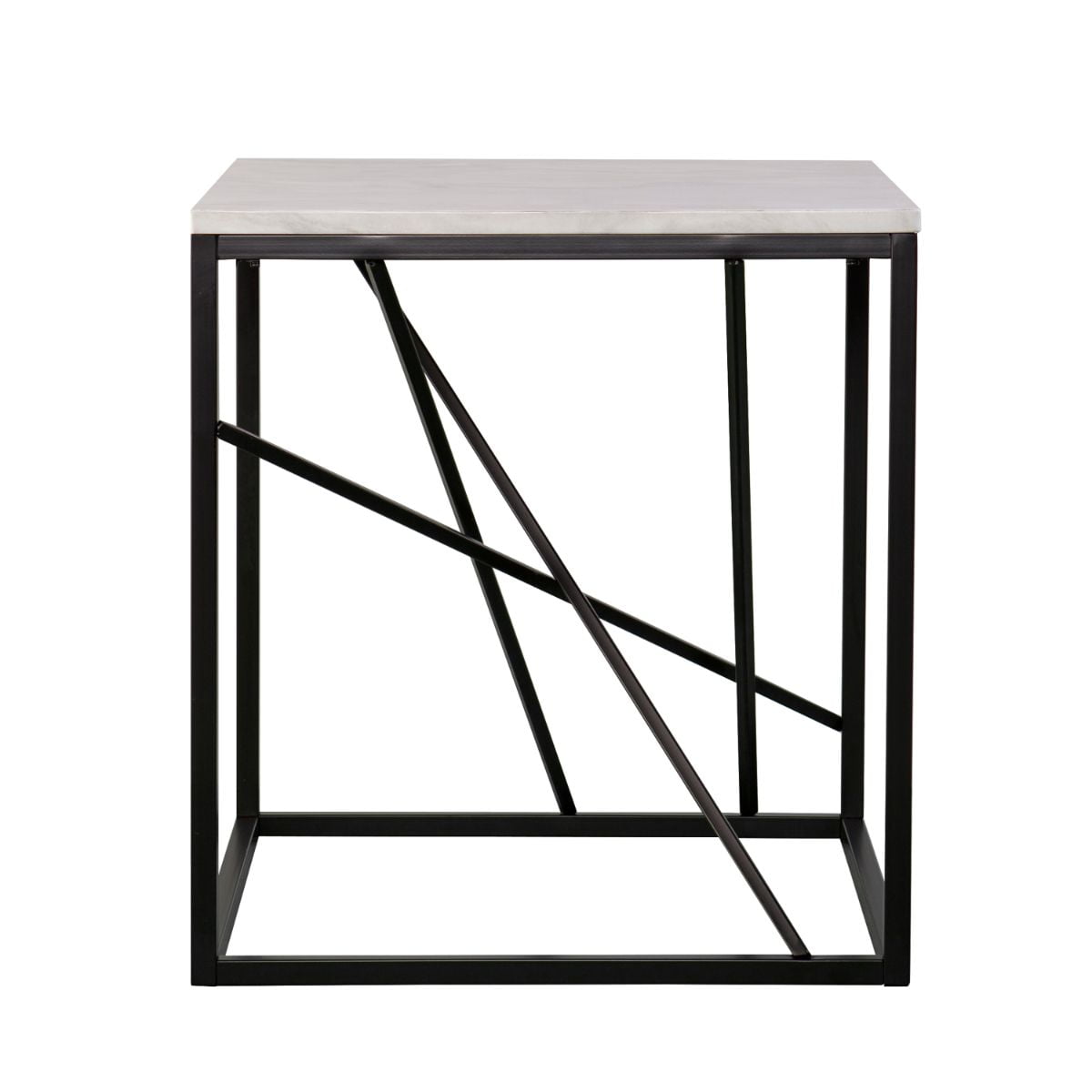 24" Black and White Contemporary Geometric End Table