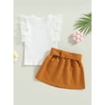 thumbnail image 4 of Bagilaanoe 2Pcs Toddler Baby Girls Casual Outfits Fly Sleeve Tops + Skirt with Belt 9M 12M 18M 24M 3T 4T Kids Skirt Set, 4 of 9