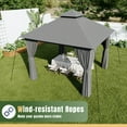 thumbnail image 2 of AOXUN Outdoor Gazebo for Patio 10x10, Metal Frame Canopy with Double Roofs, Heavy Duty Party Tent and Shelter with Mosquito Netting and Privacy Screen for Backyard, Lawn, Garden, Deck (Grey), 2 of 9