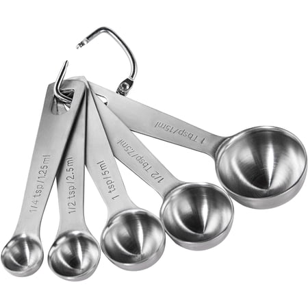 Teaspoon Tablespoon Measuring Spoons: 18/8 Stainless Steel Measure Scoop Set of 5, 1/4 TSP, 1/2 TSP, 1 TSP, 1/2 TBSP & 1 TBSP, Metal Kitchen Measurement Utensil for Dry and Liquid Ingredients