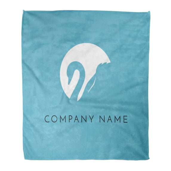 KDAGR Flannel Throw Blanket Beauty Swan in Circle Sign Emblem on Blue Moon Soft for Bed Sofa and Couch 50x60 Inches