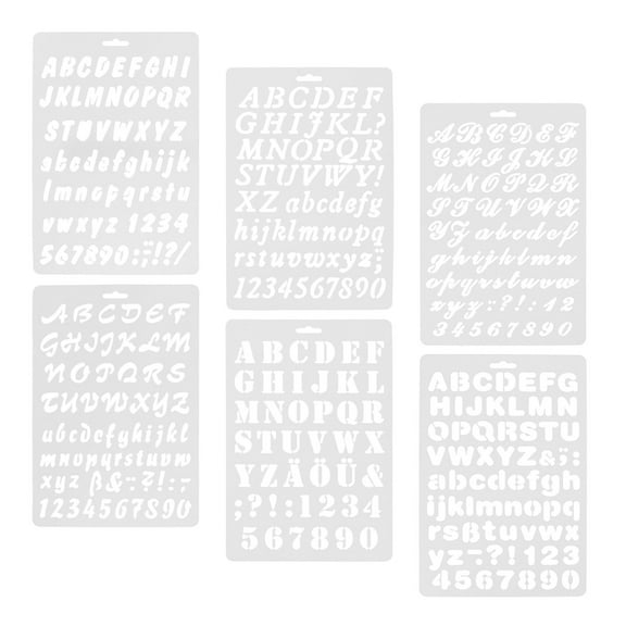 Supvox 6Pcs Reusable Alphabet Stencils for Painting on Walls Wood and Canvas Multi Color Plastic Letters