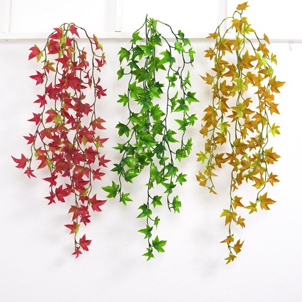Gwong Decoración hogareña 6 Forks Artificial Flower Decorations Wall Decor Pop Art Arce Leaf Lleping Willow Plant Home Gwong 21054523