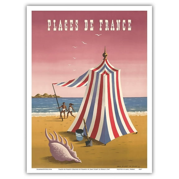 Plages de France (Beaches of France) - Vintage Travel Poster by Jean Picart Le Doux c.1947 - Master Art Print (Unframed) 9in x 12in