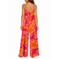 thumbnail image 3 of Women'S Casual Sleeveless Jumpsuits Orange Red Hibiscus Spaghetti Strap Wide Leg Pants Rompers With Pockets, 3 of 7