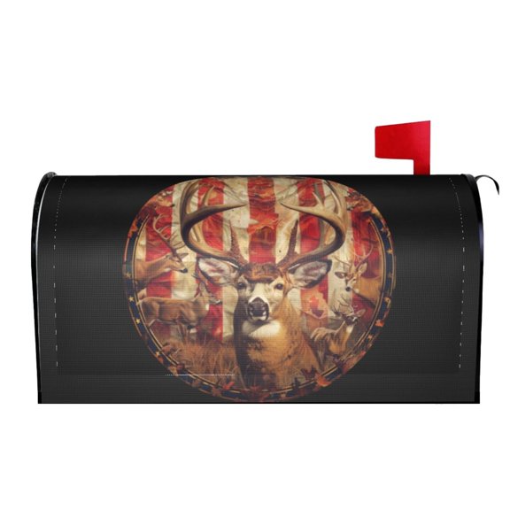 PHELIKA American Flag Deer 02 Magnetic Mailbox Covers Standard Size 21"H x 18"W