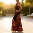 thumbnail image 6 of Womens Boho Floral Sleeveless Maxi Dress V Neck Flowy Long Sundress Casual Summer Party Vacation Cruise Beach Outfits, 6 of 8