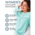 thumbnail image 2 of Casual Nights Women's Fleece Long Sleeve Nightgown, Floral Microfleece Sleepwear with Lace Trim and 3-Button Crew Neck, Dots/Green X-Large, 2 of 6