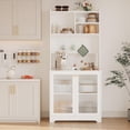 thumbnail image 3 of Garvee 71" Kitchen Pantry Cabinet, Wooden Tall Sideboard Buffet Cabinet with Microwave Stand, Pegboard and Hutch, Pantry Storage Organizers Coffee Bar for Dining Room or Living Room, White, 3 of 8