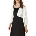 thumbnail image 4 of Unique Bargains Women's Open Front Drape 3/4 Sleeve Bolero Shrug Crop Cardigan XS White, 4 of 6