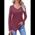thumbnail image 3 of Camisa de Larga con Cuello en V para Mujer, Túnica de Otoño, Suéter Informal Elegante, Ropa y . Vino Tinto XXL, 3 of 9