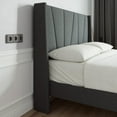 thumbnail image 5 of Sha Cerlin Full Bed Frame, Upholstered Platform Bed with Wingback and Geometric Headboard, Gray, 5 of 9