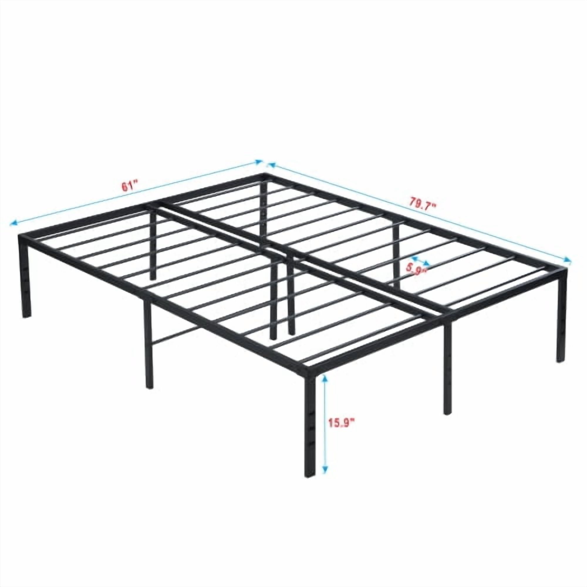 Homy Casa California Modern Metal Bed Frame Queen Size Black - Heavy Duty, Noise-Free, Easy Assembly