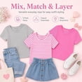 thumbnail image 4 of Btween Active Girls T-Shirts 3 Pack – Short Sleeve Ribbed Crewneck Tees, Soft Stretch Casual Everyday Tops for Girls, 4 of 7