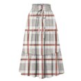 thumbnail image 3 of Midi Skirts For Women Drawstring High Waist Tiered Skirt Elastic Buffalo Plaid Print Loose Skirts Flowy A-Line Skirt With Side Pockets Light Gray M, 3 of 5