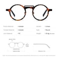 thumbnail image 4 of HEPIDEM Acetate Glasses Frame Men,Round Optical Eyeglasses Women Vintage Retro Eyewear (9194 Black), 4 of 9