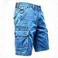 thumbnail image 6 of Jessboyy Jean Cargo Shorts for Men with Multi Pockets Button Zipper Knee Length Bermuda Cargo Summer Outdoor HIking Work Shorts Blue,XXL, 6 of 7