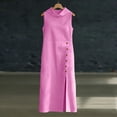 thumbnail image 7 of Women's Solid Linen Sleeveless Long Shift Dress with Side Slit Casual, 7 of 7