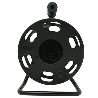 22849 Metal Extension Cord Reel Stand In Black, Heavy Duty, Quick Snap  Togeth