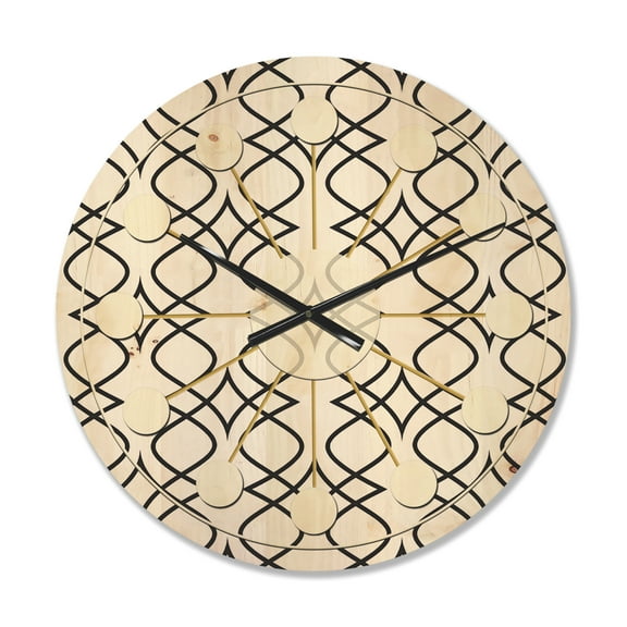 Designart 'Abstract Retro Pattern Design XIV' Mid-Century Modern Wood Wall Clock