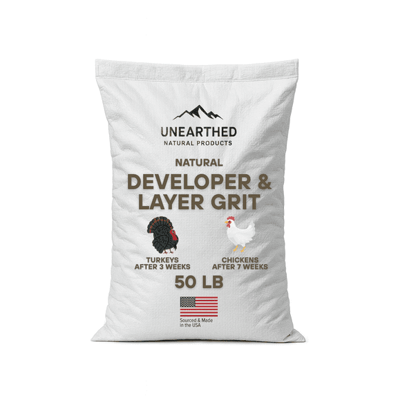 Unearthed Layer Grit – Poultry Digestive Supplement, 50 lb Bag, All-Natural Crushed Granite for Chickens, Ducks, Turkeys & Game Birds, Promotes Healthy Digestion & Strong Eggshells