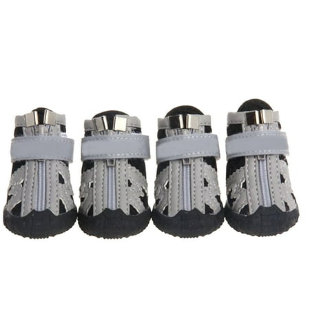 AOJA 4Pcs Dog Shoes Reflective Breathable Mesh Fabric Zipper Closure Puppy Sport Boots for Walking