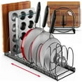 thumbnail image 1 of Better Things Home 12+ Expandable Pan And Pot Lid Organizer Rack For Cabinet, Pot Lid Holder Pot Organizers Inside Cabinet, Pots And Pans Organizer Under Cabinet (Dark Grey, Pan & Bakeware), 1 of 5