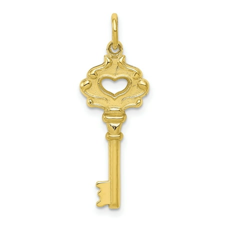- 10k Yellow Gold Solid Key Pendant Charm Necklace Gifts For Women For Her