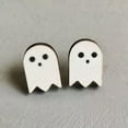 thumbnail image 5 of Halloween Horror Black Cat Ghost Pumpkin Skull Wooden Stud Earrings for Women, 5 of 8