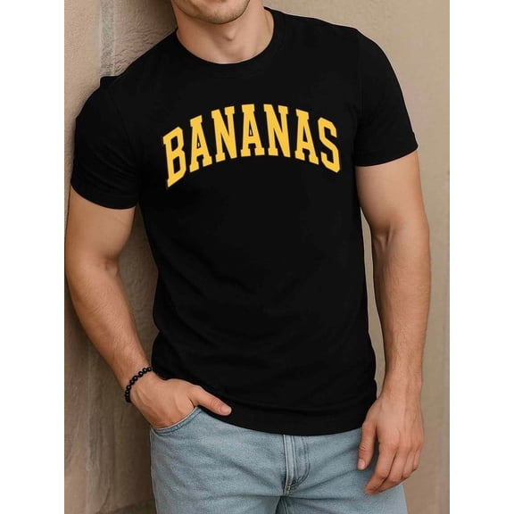 Greenink Bananas Graphic Tee Men's funny t shirts black summer graphic Comfortable loose T-shirt Stylish summer outerwear Funny Unisex Shirt Graphic tshirts
