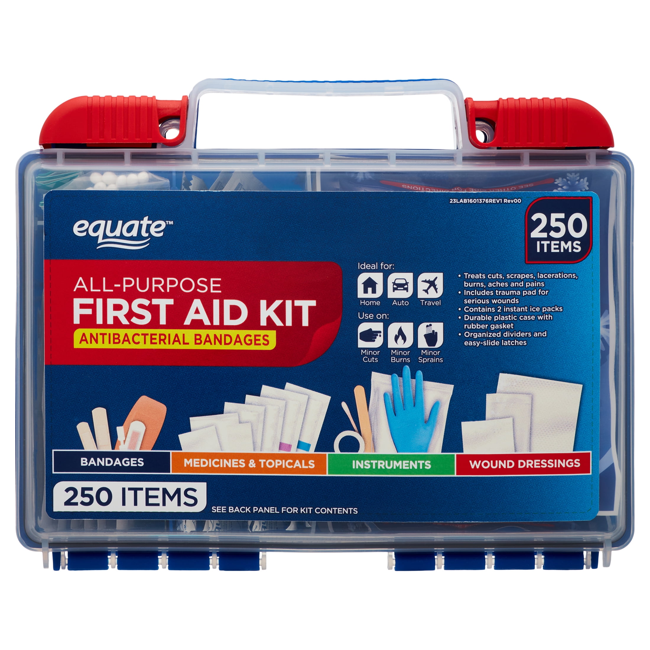 Equate 250pcs First Aid Kit -  Home, Travel, Office, Auto, School