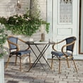 thumbnail image 3 of Flash Furniture Bordeaux Indoor/Outdoor French Bistro Stacking Chair with Arms Navy/White/Natural, 3 of 16