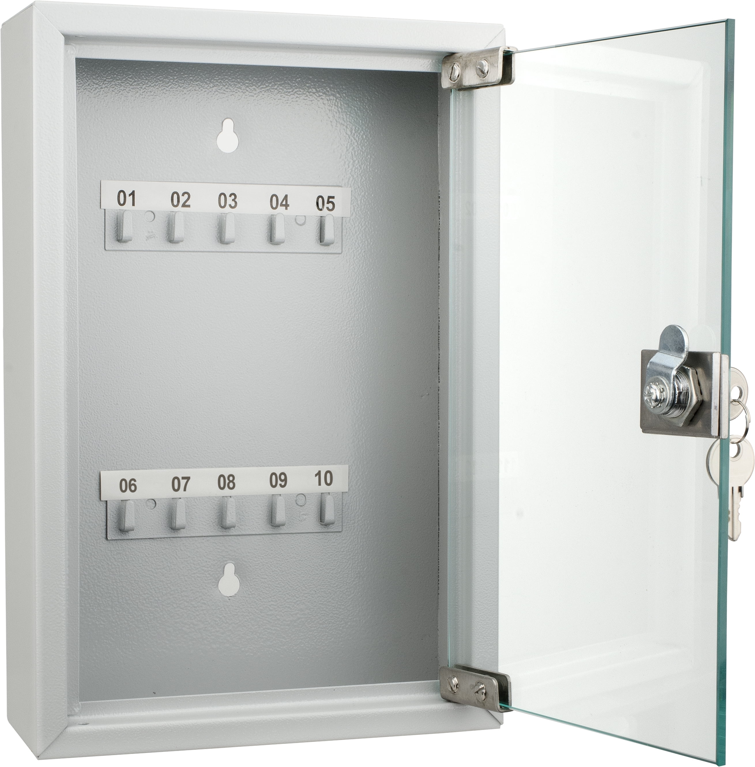 10 Keys Lock Box Gray W/ Glass Door