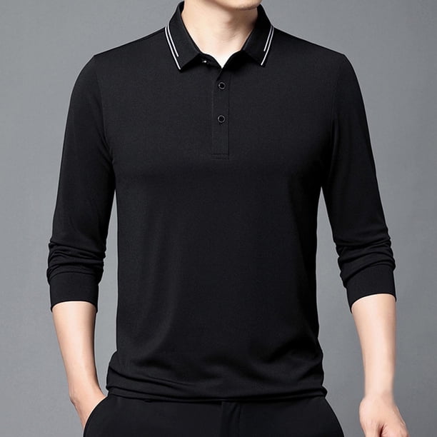 Blusa y camisa de manga larga con cuello vuelto para hombre, pijama deportivo para el hogar, camiseta de color liso, blusa deportiva de poliéster para hombre