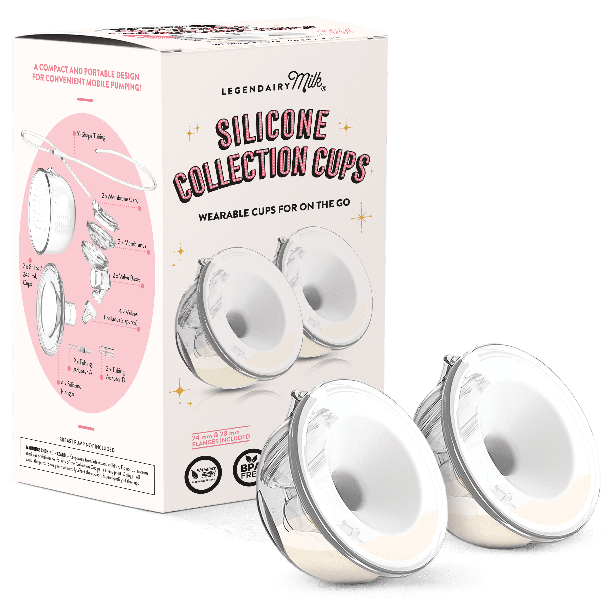 Legendairy Milk Silicone Breast Shield Collection Cup Set, Includes 24mm and 28mm, 2 Count