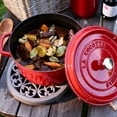 thumbnail image 5 of Staub Cast Iron 5.5-qt Round Cocotte - Cherry, 5 of 12