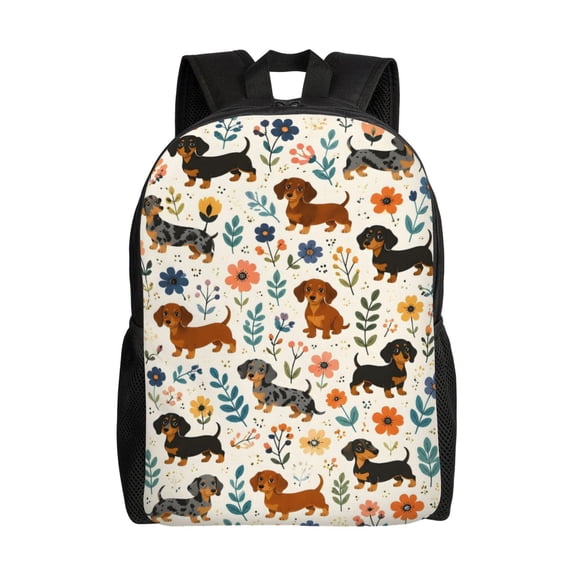 Cute Dachshund Dog Backpack Full Front Print Travel Laptop Bag for Men and Women