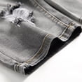 thumbnail image 5 of WREESH Men's Casual Denim Shorts High-End Ripped Personality Camouflage Stitching Trend Shorts Gray, 5 of 9