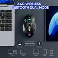 thumbnail image 2 of Wireless Gaming Mouse Bluetooth RGB Rechargeable 2.4G USB Cordless Computer Mice with 7 Color Backlit, 6 Buttons & Silent Click for Laptop, iPad, Mac OS, PC, Windows -Black, 2 of 4