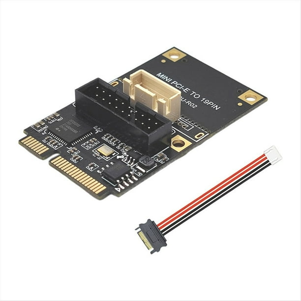 Adaptador Mini PCIE A 19 Pines USB 3.0 de 2 Puertos Elevador de Tarjeta de Expansión Mini PCI Express A USB 3.0 Placa Convertidora de 5 Gbps