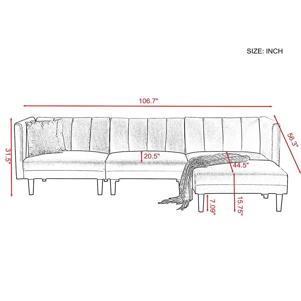 Lowestbest Mid Century Modern Reversible Sectional Sofa Sleeper Bed with 2 Pillows, Dark Green Lowestbest Mid Century Modern Reversible Sectional Sofa Sleeper Bed with 2 Pillows, Dark Green