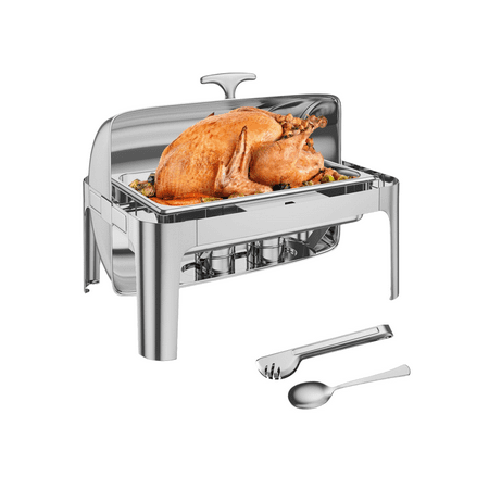 

Rectangle Roll Top Chafing Dish Buffet Set 9QT Stainless Steel Chafing Dish Set Equipped with Full Size Pan Chafer for Wedding Parties Banquet Catering Event