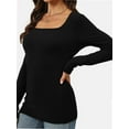 thumbnail image 3 of Women's Sexy Long Sleeve Shirts Square Neck Going Out Tops Basic Fall Fashion Slim Fit T Shirts Blouses, 3 of 4