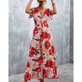 thumbnail image 1 of Vestido con dobladillo con volantes,Vestido estampado con cuello en V Vestido floral con cuello en V Ropa de playa Vestido de mujer Calidad inigualable, 1 of 6