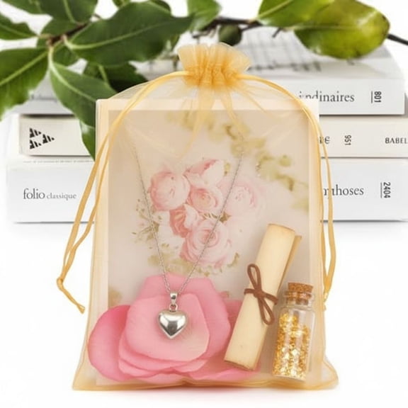 50 Pcs 8x12 in Organza Bag Mesh Bags Drawstring Jewelry Pouches Gift Bags Candy Bag for Thanksgiving Christmas Party Favor Wedding(Gold)