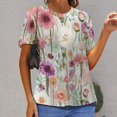 thumbnail image 6 of Floral Colorful Flower Womens Tops Women's Fashion Casual Short Sleeve Flower Print Round Neck Pullover Top Blouse, 6 of 6