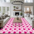 thumbnail image 4 of Valentine's Day Washable Area Rug 5 x 7 ft Heart Shaped Plaid, Soft Non Slip Rugs Stain Repellent Indoor Felt Carpet for Living Dining Room Bedroom Home Office, 4 of 9