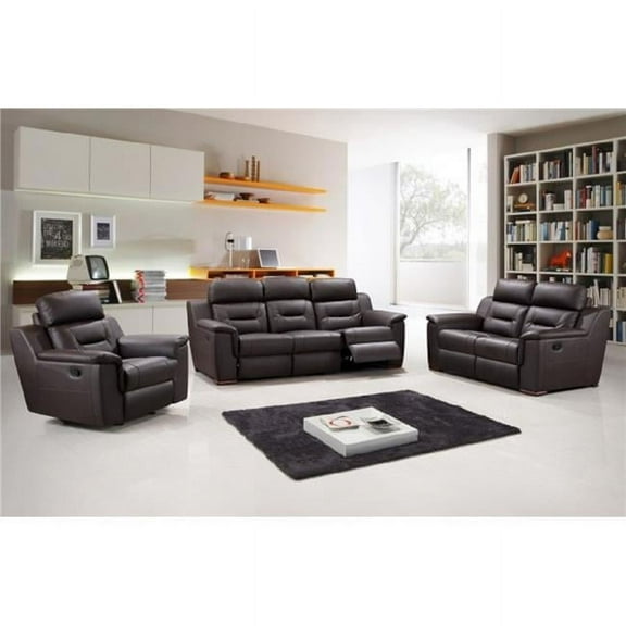 HomeRoots 366194 Brown Sofa Set, 3 Piece - 200 x 123 x 123 in.