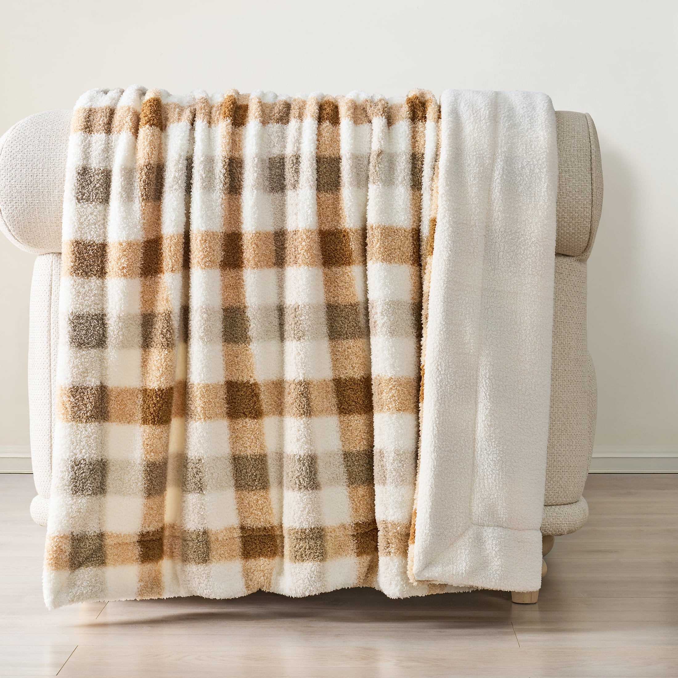 Evergrace Cozy Classic Plaid Throw, Brown Check, 50"x72"All Ages