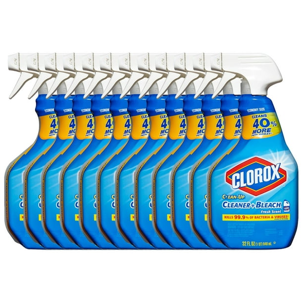 Clorox CleanUp All Purpose Cleaner Spray Bottle with Bleach, Fresh Scent, 32 Fl Oz (12 pack